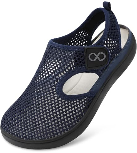 JOINFREE Womens Sandals Wide Fit Walking Trainers Mesh Breathable Zero Drop Barefoot Adjustable Summer Holiday Shoes Closed Toe for Beach Garden Travel Daily Wear Anti-Slip