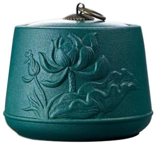 QIXUEZHENG Tea Tin, Porcelain Tea Canister for Loose, Matte Ceramic Caddy with Sealed Lid, 830 ML(Green)