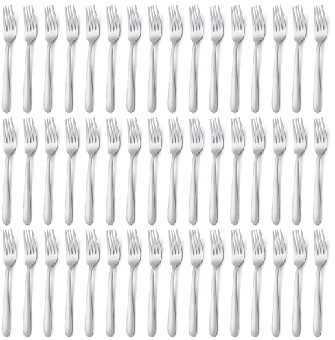 BEWOS Edelstahl Gabeln Set 48 Stück - 8,1(20,7cm) Tafelgabeln, Spiegelpoliert, Spülmaschinenfest, Geeignet für Haushalte, Restaurants, Kantinen