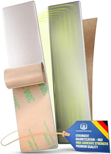 Magnetastico | 10 Stück Selbstklebende Neodym Magnete N52 Rechteck 40x10x1 mm| Extra Starke Klebemagnete mit Gegenstück und 3M Klebeband| Magnet selbstklebend flach mit Klebefolie, Magnete extra stark