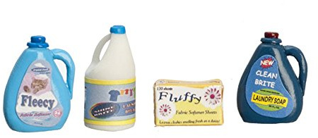 Melody Jane Dolls House Modern Washing Machine Detergents Laundry Accessory Set