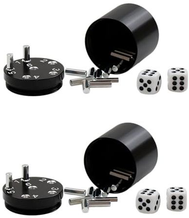 BestSaller SUPER SIX Würfelspiel Aluminum, Farbe:schwarz (2 Stück)