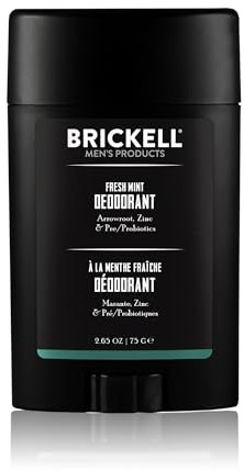 Brickell Men's Products Desodorante natural para hombres, natural y orgánico, sin aluminio, alcohol ni bicarbonato de sodio, 78 ml (Menta fresca)