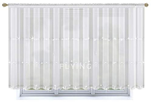 TOP Fertig-Gardine aus Voile NEU Top Design Set Schöne Küche-Gardine mit Kräuselband LB-235