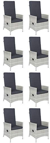 Mandalika Garden 8 x Polyrattan Movesessel Monaco Ice White, inklusive Auflage mit stufenlos Verstellbarer Rückenlehne, 120 kg Tragkraft, absolut wetterfest/Sessel/Stuhl/Lounge