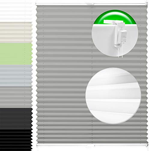Horivert Plissee Pliseerollo mit Klemmträger Ohne Bohren Stoff Fensterrollo Klemmfix Faltrollo Jalousie Sonnenschutz Blickdicht 120x120 cm