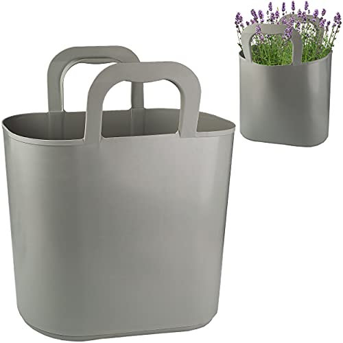 alles-meine.de GmbH Flexi & flexibel Modell + Farbwahl XL großer - biegbarer - Einkaufskorb/Pflanztasche mit Henkel - grau hell - Einkaufstasche Aufbewahrungsbehälter - Gum..