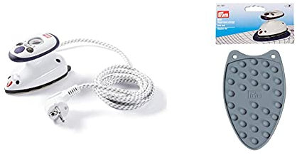 Prym - Mini ferro a vapore & Poggiapiastri, Grigio, 7 x 5 x 3 cm