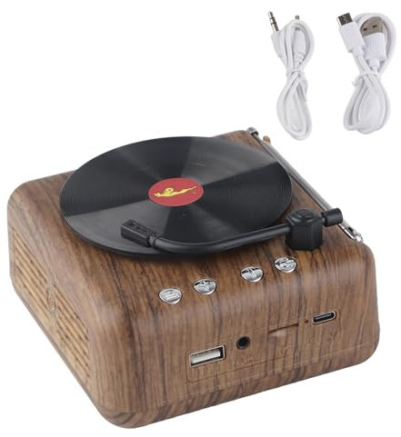 Fdit Record Player Style Bluetooth Speaker, Old Fashioned Classic Portable Speaker, Bass Enhancement Loud Volume, for Entertainment and Home Decoration