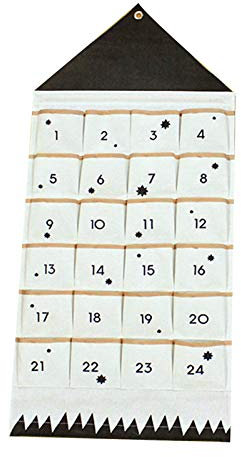 Adventskalender zum Befüllen Weihnachten Kalender Befüllbar, 24 Taschen Stoff Weihnachtskalender zum Aufhängen Weihnachtlichen Ornamente (Weiß)