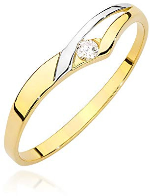 MARKO Damen-Goldring mit 0,04Ct Diamant, 14 Karat Gold (585) | Goldring inklusive Box | Goldring für Frauen