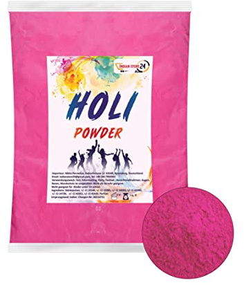 Holi Gulal, polvere solubile in acqua, Natural Festival, servizio fotografico, Rangoli Colors, arcobaleno, powder holy, sacchetto colorante, per foto, feste, baby shower (Rani rosa, 1 kg)