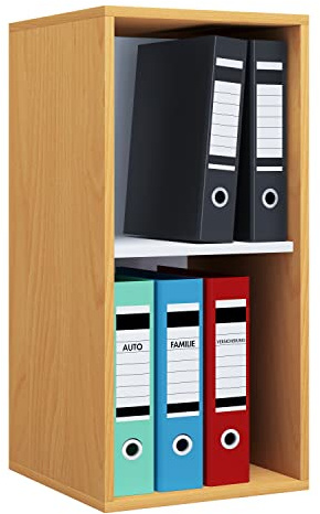 VCM Büroregal 35x37x74 cm 2 Fächer Standregal Bücherregal Aktenregal | Offener Stauraum für Ordner, Akten und Bücher - Arbeitszimmer oder Studierzimmer - Berufstätige und Studierende -
