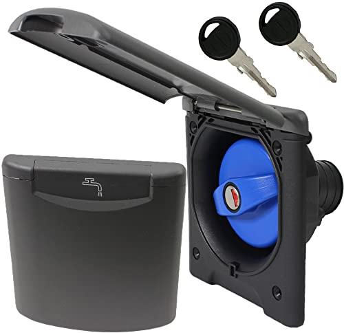 Påfyllningssticka + tanklock vatten färskvattentank husvagn husbil båt magnetlock 40 mm antracit