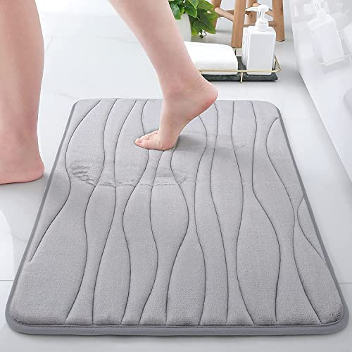 Homaxy Memoryschaum Badezimmerteppich Badteppich Badvorleger-Grau,60x120 cm | mikrofaser-korallensamt gefühlt, weich & komfortabel, rutschfeste rückseite, ultra saugfähig, pflegeleicht, waschbar