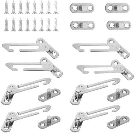 ZOFUN 8 Packs UPVC Window Restrictor Locks 8.5 x 5 cm | Stainless Steel Window Restrictors for UPVC, 4 Pcs Left Handed & 4 Pcs Right Handed for Home Office UPVC windows