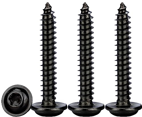 Drenky Blechschrauben Selbstschneidend,M5x25mm Holzschrauben Torx Schwarz Flachkopf mit Scheibe Selbstschneidende Schrauben Edelstahl Rostfrei A2 V2A Tellerkopfschrauben Vollgewinde,50 Stück