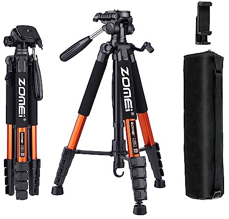 ZOMEi Trépied de Voyage Robuste de 188 cm - Trépied vidéo de Voyage Professionnel Compatible avec appareils Photo Reflex numériques, téléphones Portables, projecteurs, Jumelles, télescope