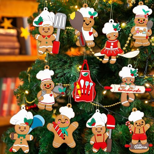 15 decorazioni natalizie per albero di pan di zenzero – Cucinare omino di pan di zenzero ornamenti natalizi da appendere per albero di Natale, casa, cucina, forniture per feste