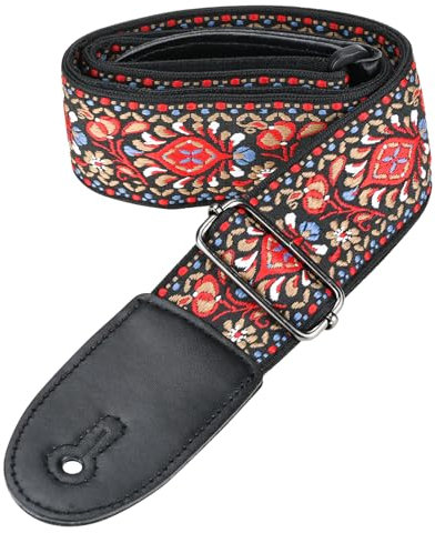 Ancable Gitarrengurt für Akustikgitarren, Rot/Ausflug, einfarbig (Getaway Solids), 35-61 Inch