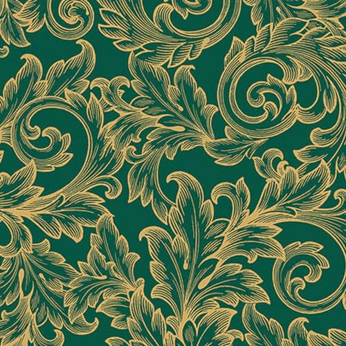 20 Servietten Muster Barockschwingen grün-gold als Tischdeko. Papierservietten mit Motiv. Auch für Decoupage und Serviettentechnik 33x33cm
