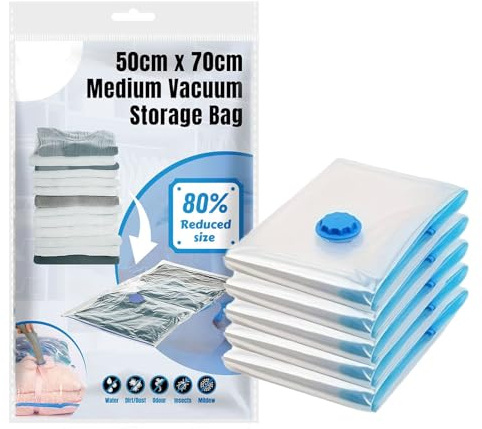 iPEAK Lot de 6 sacs de rangement sous vide avec valve hermétique et poches de compression étanches pour ranger vêtements, literie, oreillers, couettes, rideaux, couvertur