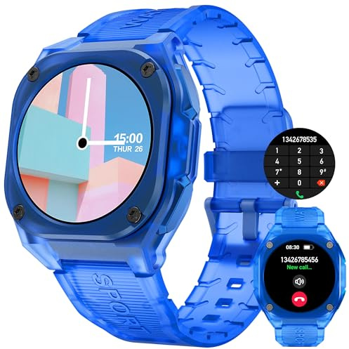Smartwatch für Männer Frauen Teenager Annehmen/Wählen Anruf Bluetooth Smartwatch für Android iOS Telefone Herzfrequenz Schlaf Tracker Outdoor Kompass Uhr Schrittzähler AMOLED Bildschirm Transparentes