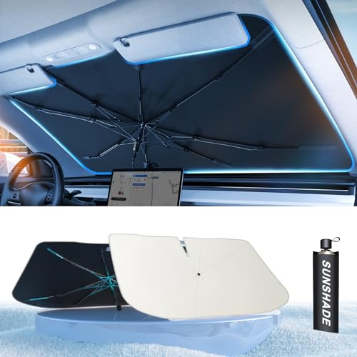 TrySpace Car Windshield Sun Shade Umbrella - [Nano-Ice-Crystal Coatings] Protect Car from Sun Rays & Heat Damage Keep Cool and Protect Interior Medium (56 L x 31 W)