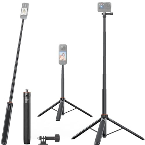 2-IN-1 Selfie Stick Tripod for Insta 360, Invisible Selfie Stick + Tripod for Insta360 Ace/Ace Pro/X4/X3/ONE X2/ONE X/ONE RS (1-Inch 360 Excluded), DJI Osmo Action, AKASO Cameras