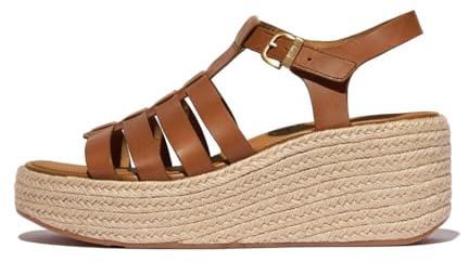 Fitflop Platforms Fisherman Sandales compensées pour femme Platino, Bronzage profond, 38 EU