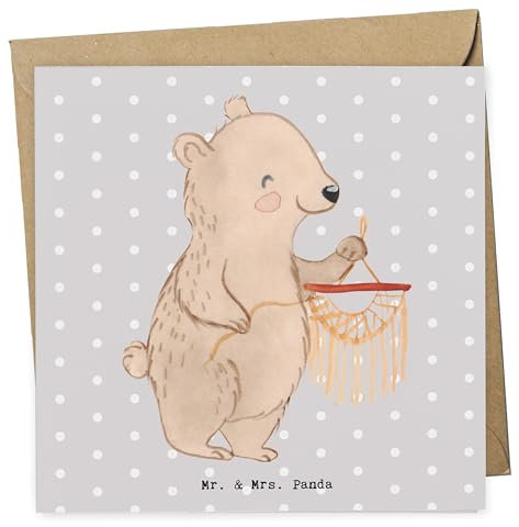 Mr. & Mrs. Panda Klappkarte Bär Makramee - Geschenk, Basteln mit, Grußkarte, Glückwunschkarte, anlasskarte, Sportart, doppelkarte, faltkarte