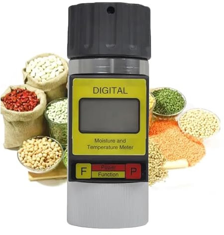 MiBoce Misuratore di umidità per Cereali, Misuratore di umidità Digitale per Semi, Calcolo Medio Automatico, Misurazione della Temperatura 0-60°C, per 24 Tipi di Cereali Come Grano, Riso