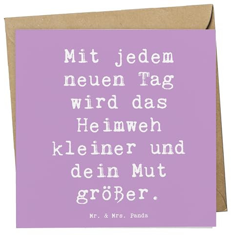 Mr. & Mrs. Panda Einladungskarte Spruch Heimweh überwinden Mut - Geschenk, liebevoll, Zukunft, Klappkarte, Zuversicht, doppelkarte, Trost, Mutmacher, Geschenke, Glückwunschkarte, Grußkarte, faltkarte