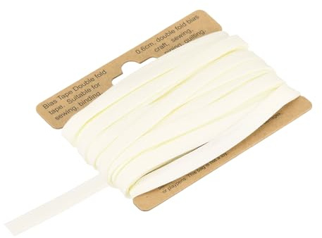 QUARKZMAN 6mm Baumwollköperband Baumwollband Saumband zum Nähen, Säumen, Quilten, Einfassen Handwerk (Beige Weiß 10 Yards)