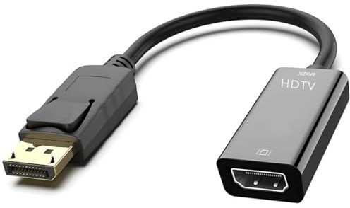 Displayport to HDMI Adapter, Dp(Display Port) Male to Hdmi Female 1080P Converter Cable with Audio Compatible for Laptop, Desktop, PC, HDTV, Monitor, Projector and More (Black)