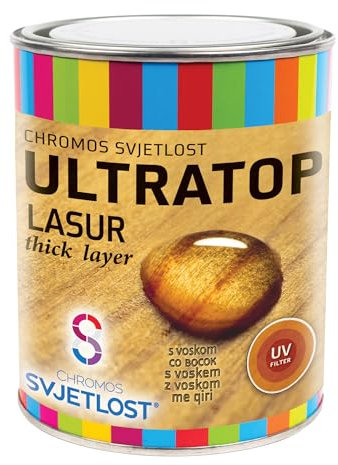Chromos Svjetlost - Ultratop Lazur Wood Varnish Stain for Indoor & Outdoor use - Thick Layer, UV Proection, Weather Resistant, Easy to Apply - Mahagony - 0.75L