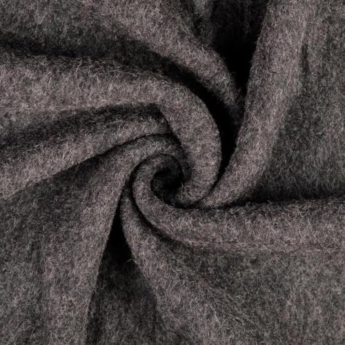 Walkloden Woll-Fleece WOLLI aus reiner Schurwolle - Jersey Walkloden weich und dehnbar - Mulesing frei Öko-Tex Klasse 1 Bekleidungstoffe Meterware Wollstoffe (Anthrazit)