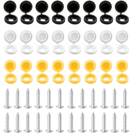 Karsum Viti e tappi per targa auto in acciaio inox, kit di fissaggio per targa auto, 48 viti incernierate, viti e tappi per targa, fissaggi per targa auto, viti per targa