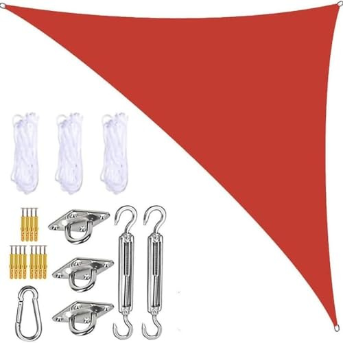 LSWKG Telo Ombreggiante Esterno,Tenda a Vela Triangolare Ombreggiante, Impermeabile Vele Parasole Protezione UV per Esterno, Giardino e Terrazza, Piscina Red,3 x 3 x 3m
