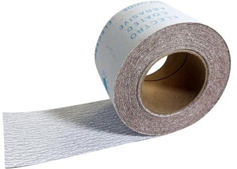 GZKTY Rollo de papel abrasivo grano 180, óxido de aluminio blanco recubierto, tela abrasiva para uso en seco 93 mm x 12,5 m para lijado de pintura, madera, metal y lijado manual