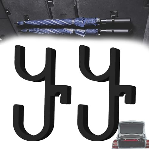 2 Pcs Car Umbrella Hooks Space-Saving Car Boot Umbrella Holder Universal Auto Umbrellas Storage Clip No Drilling Organizer for Stroller Golf Bag Wheelchair Truck Boat SUV Seat