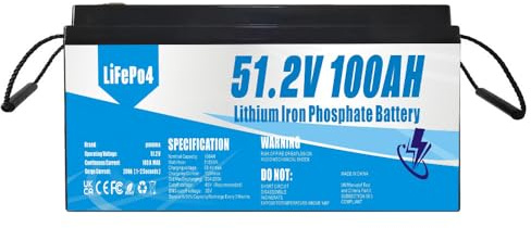 Batería LiFePO4 de 48V (51,2V) 100AH, de fosfato de Hierro y Litio, Adecuada para sustituir baterías de Plomo-ácido, energía Solar, alimentación de Emergencia, etc.