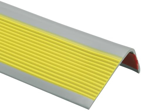 QUARKZMAN Bordino Per Scale, 1 Metro (6 x 3 Cm) Vinile Antiscivolo Autoadesivo Protezione Bordo Gradino Impermeabile Battiscopa Per Pavimenti Interni e esterni, Giallo