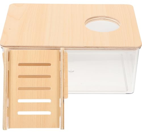 Alasum Sandbad für Hamster aus Acryl mit Holzleiter für Zwerghamster und Rennmäuse Multifunktionale Badewanne und Sandtoilette für Innen Gehege
