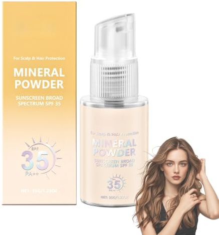 Mineral Sunscreen Powder for Scalp & Hair SPF 35 PA++, Lightweight and No-Greasy Scalp Sunscreen Powder Spray, Broad Spectrum UV Protection for Hair