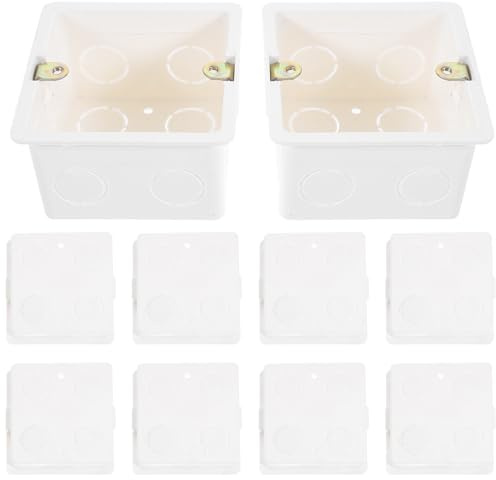 BETOOKY Scatola di Derivazione Incasso Quadrata 86 Tipo in Pvc Bianco, Pratica e Semplice da Utilizzare, Confezione da 10 Pezzi per Installazione Nascosta in Parete Colore Colore Casuale