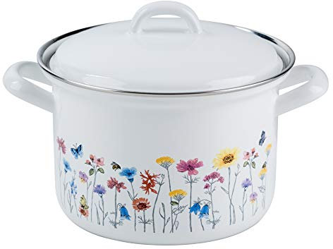 Riess, 0123-070, Fleischtopf mit Deckel, Durchmesser 18 cm, Inhalt 2,5 Liter, Country, SONDERDEKOR FLORA, Induktion