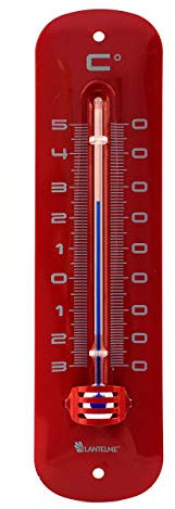 Lantelme Außenthermometer Metall in Rot Temperatur -30°C bis 50°C | Analog Thermometer 19cm Retro Vintage Look für Außen Innen Terrasse Garten | Gartenthermometer (Rot)