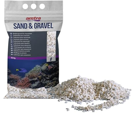 Croci Amtra Gravel NOA - Natürlicher Aquarienkies, Dekoboden, weiße grobe Körnung 2-5 mm, Größe 10KG