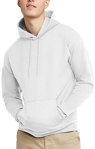 Hanes EcoSmart Hoodie, Midweight Fleece, Pullover Hooded Sweatshirt for Men Sweat à Capuche, Blanc, XXL Homme